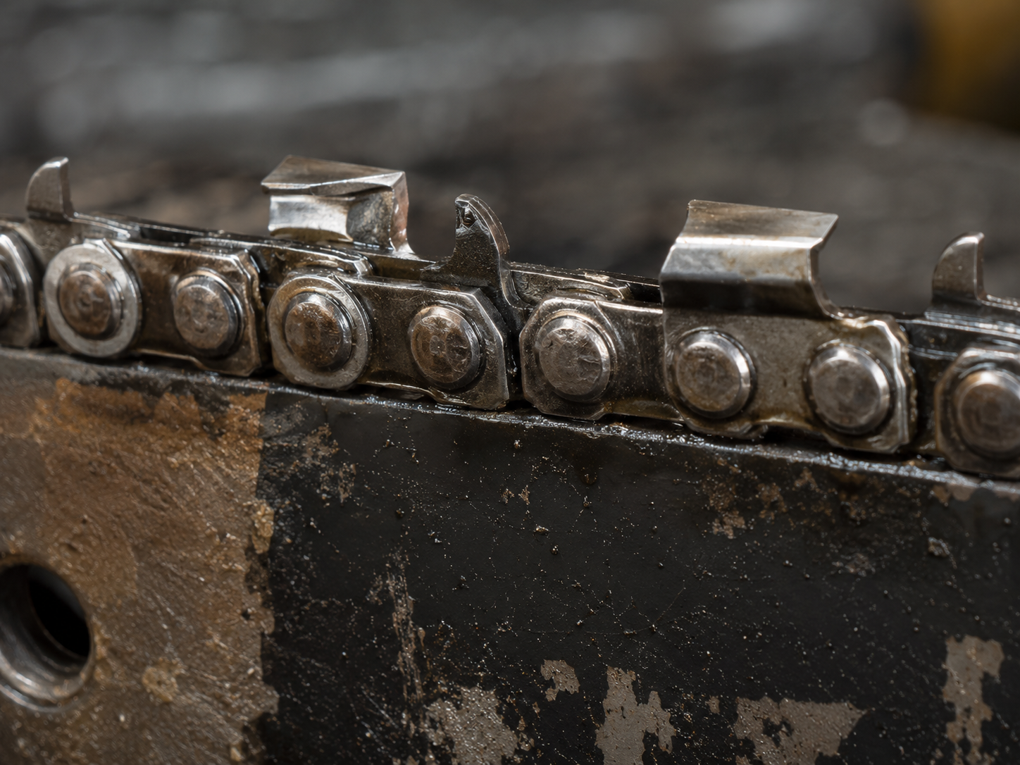 Sharpened chainsaw chain